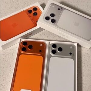 Apple iPhone in Bold Orange and Classic Silver